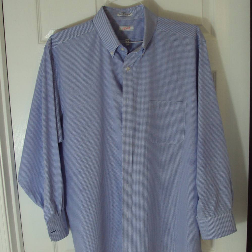 Izod Blue Check Long Sleeve Shirt XL